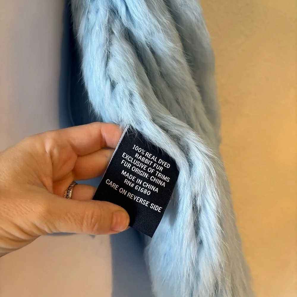 525 America Luxe Women's Rabbit Fur Vest in Light Blue‎